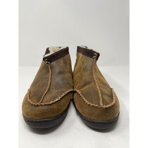 Bob Timberlake Slipper Boots Mens Brown Excellent Faux Fur Lined Moc Toe size 12